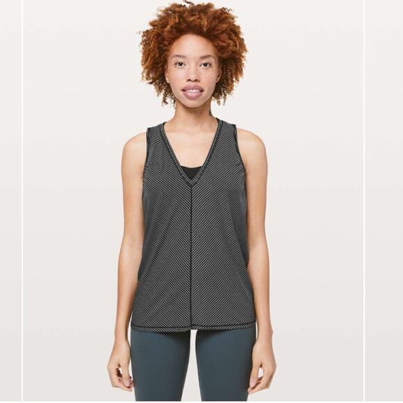 Lululemon Circuit Crusher Tank in Evolution Stripe Black Heathered Dark Cast - Picture 2 of 10